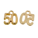 6 Gold Plated Number 50 (Fifty) Charms, 12mm, about 1/2" chg0414a