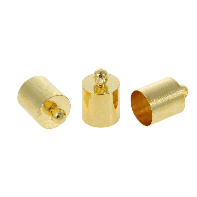 10 Gold Plated End Caps for Kumihimo Jewelry, Leather Cord End Connectors, Bails, Bead Caps, Fits 7.5mm cord, fin0590