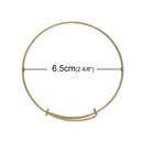 5 GOLD PLATED Bangle Charm Bracelet, fancy rope twist, adjustable expandable size, fits medium to large wrist, 16 gauge, 8-1/2" FIN0593