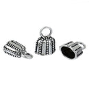 10 Silver End Caps for Kumihimo Jewelry, Leather Cord End Connectors, Bails, Bead Caps, Fits 10mm x 6mm cord, fin0561