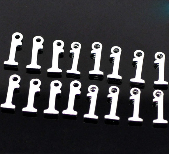 6 Silver Plated Number 1 (one) Charms, 16mm tall, about 5/8" chs2423