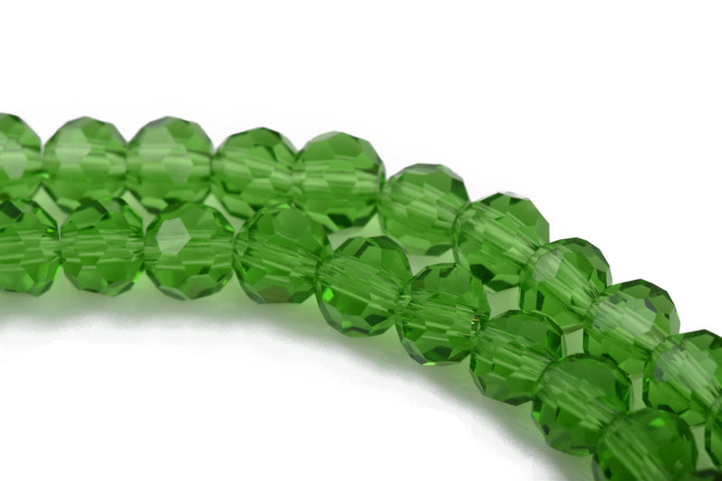6mm Round Crystal Beads, Faceted KELLY GREEN Glass Crystal Beads, 100 beads, bgl1406