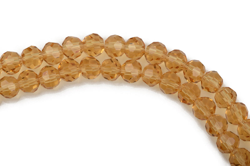 6mm Round Crystal Beads, Faceted CHAMPAGNE CITRINE Glass Crystal Beads, 100 beads, bgl1409