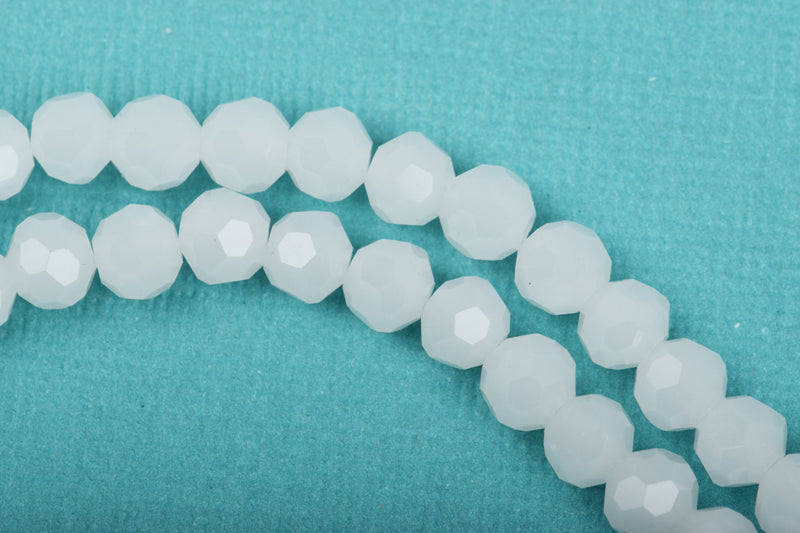 6mm Round Crystal Beads, Faceted WHITE OPAL Glass Crystal Beads, 100 beads, bgl1418