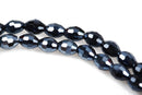 6mm Oval Rice Crystal Beads, Faceted GREY METALLIC Glass Crystal Beads, 72 beads, bgl1425