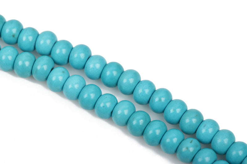 6mm HEISHI Beads, Howlite Turquoise Puffed Rondelle Beads, trade beads, full strand, about 88 beads, how0540