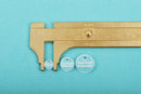 Brass Vernier Caliper, Bead measuring tool, measures in millimeters mm and inches in.  range is 0-68mm, 0-2.5" made in Germany, tol0559