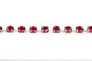 1 yard ( 3 feet ) Rhinestone Cup Chain, large 8mm rhinestones, bright silver base metal and PINK glass crystals fch0447