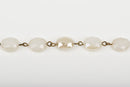 8 feet spool Off White Crystal Rondelle Rosary Chain, bronze links, 12x9mm faceted oval glass beads, fch0451