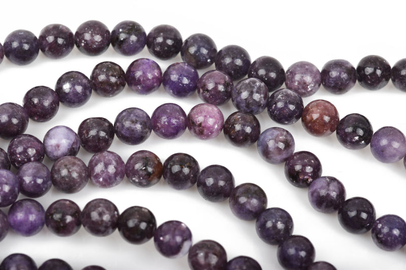 8mm DARK PURPLE LEPIDOLITE Round Gemstone Beads, lots of pretty chatoyance, full strand, about 45 beads, gms0031