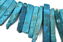 Turquoise Blue Crazy Lace Agate Gemstone Stick Beads, 1" to 2-1/2" polished natural gemstone, full strand, about 55-58 beads,  gag0269
