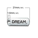50 STAMPED Affirmation Tags, Silver Metal Charm Pendants, Faith, Love, Dream, Grace, Hope, charm set, 21x8mm, chs2432