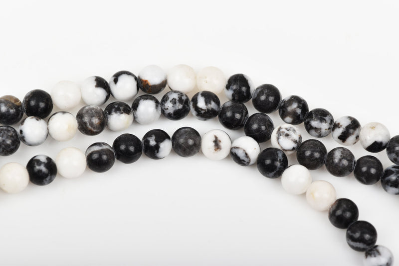 6mm Polished Round JASPER Beads, black and white, full strand, about 65 beads, gja0127