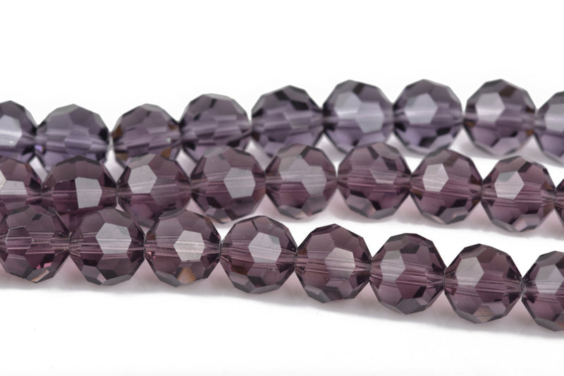 10mm Faceted PURPLE AMETHYST Round Glass Crystal Beads, 50 beads, bgl1438