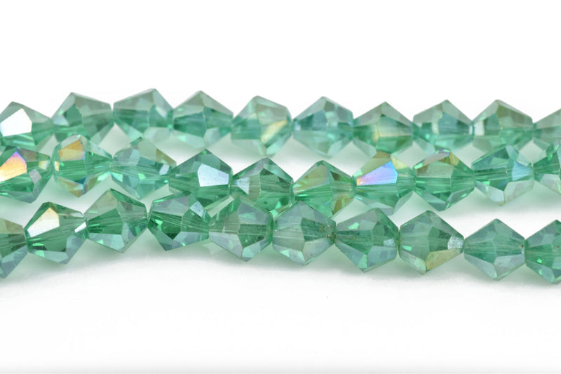 8mm GREEN AB Bicone Glass Crystal Beads, Transparent Faceted Beads, about 35 beads, bgl1446