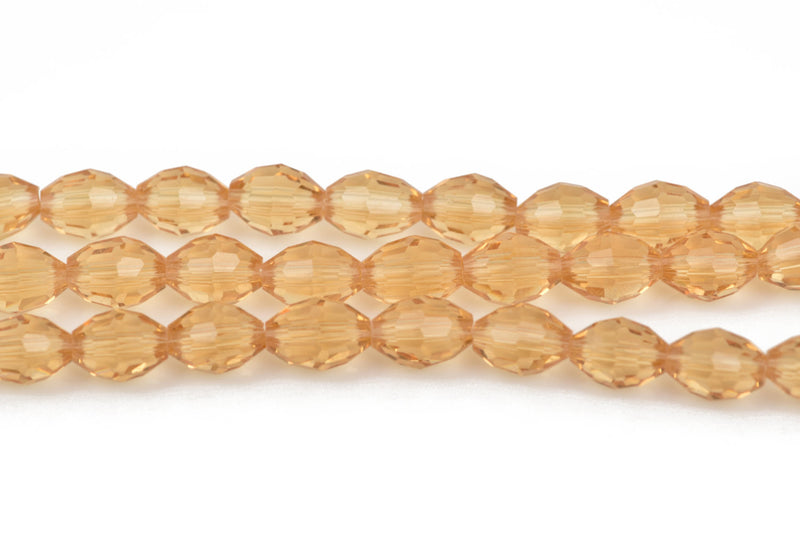 8mm Oval Rice Crystal Beads, Faceted Light TOPAZ Citrine Transparent Glass Crystal Beads, 72 beads, bgl1451
