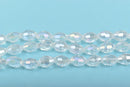 8mm Oval Rice Crystal Beads, Faceted CLEAR AB Transparent Glass Crystal Beads, 72 beads, bgl1457