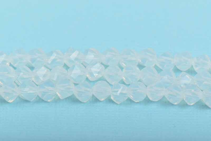 6mm Helix Crystal Beads, Faceted WHITE OPAL Translucent Glass Crystal Beads, 100 beads, bgl1461