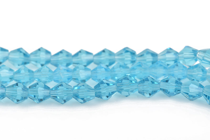 6mm AQUAMARINE BLUE Bicone Glass Crystal Beads, Transparent Faceted Beads, 50 beads, bgl1499