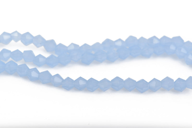 4mm BABY BLUE Bicone Glass Crystal Beads, Sky Blue Opaque Faceted Beads, about 120 beads, bgl1469