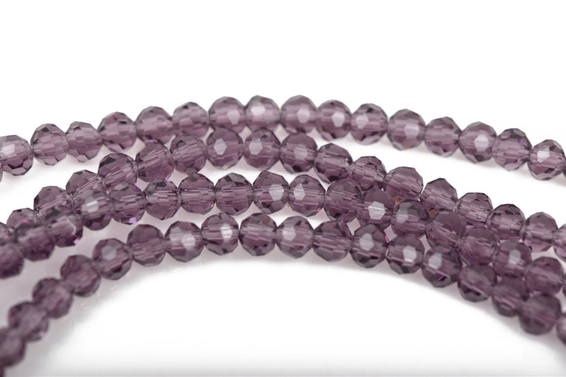 4mm PURPLE AMETHYST Glass Crystal Round Beads, Transparent Faceted Beads, 100 beads, bgl1518