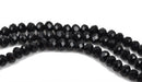 4mm JET BLACK Rondelle Crystal Beads, Faceted Opaque Glass Crystal Beads, 145 beads, bgl1539
