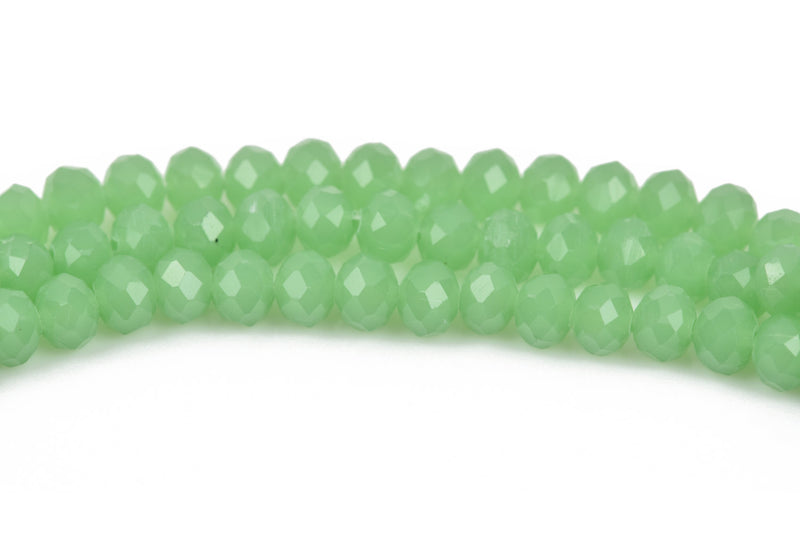 4mm PASTEL GREEN Opal Rondelle Crystal Beads, Faceted Opaque Glass Crystal Beads, 145 beads, bgl1532