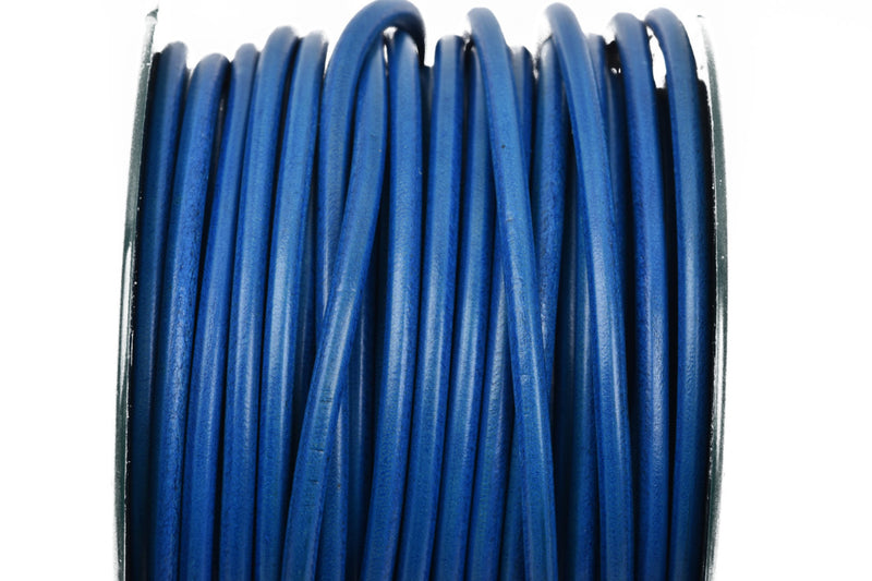 5mm BLUE Round Licorice Leather, European Leather Cord, flexible, 1 yard (3 feet), cor0103