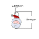 5 CHRISTMAS SANTA Claus Charms or Pendants, Silver Plated with enamel, 5/8" che0526