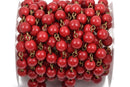 1 yard RED Howlite Rosary Chain, bronze, 8mm round stone beads, fch0491a