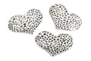 4 Large Silver Sideways HEART Connector Links, hammered oxidized metal, 47x32mm, chs2534
