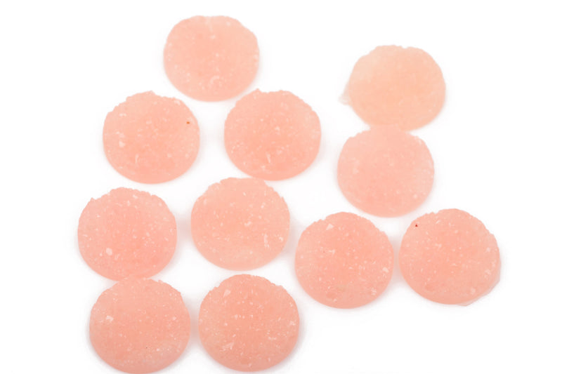 25mm Round Resin ROSY PINK DRUZY Cabochons, Peach Pink Color, 10 pcs, cab0456
