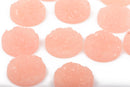 18mm Round Resin ROSY PINK DRUZY Cabochons, Peach Pink Color, 10 pcs, cab0455