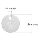10 Letter W Alphabet Charms Silver Plated Monogram, double sided round disc letter charms, dot charms, 12mm, (1/2") chs2544