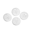 10 Letter V Alphabet Charms Silver Plated Monogram, double sided round disc letter charms, dot charms, 12mm, (1/2") chs2547