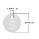 10 Letter S Alphabet Charms Silver Plated Monogram, double sided round disc letter charms, dot charms, 12mm, (1/2") chs2559