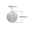 10 Letter J Alphabet Charms Silver Plated Monogram, double sided round disc letter charms, dot charms, 12mm, (1/2") chs2558