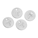 10 Letter T Alphabet Charms Silver Plated Monogram, double sided round disc letter charms, dot charms, 12mm, (1/2") chs2555