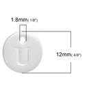 10 Letter U Alphabet Charms Silver Plated Monogram, double sided round disc letter charms, dot charms, 12mm, (1/2") chs2564