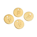10 Letter F Alphabet Charms Gold Plated Monogram, double sided round disc letter charms, dot charms, 12mm, (1/2") chg0474