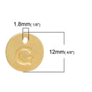 10 Letter G Alphabet Charms Gold Plated Monogram, double sided round disc letter charms, dot charms, 12mm, (1/2") chg0461