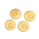 10 Letter G Alphabet Charms Gold Plated Monogram, double sided round disc letter charms, dot charms, 12mm, (1/2") chg0461