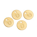 10 Letter O Alphabet Charms Gold Plated Monogram, double sided round disc letter charms, dot charms, 12mm, (1/2") chg0467
