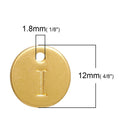 10 Letter I Alphabet Charms Gold Plated Monogram, double sided round disc letter charms, dot charms, 12mm, (1/2") chg0471