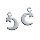 10 CRESCENT MOON and STAR Stainless Steel Charms, 11mm, chs2570