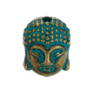 20 Bronze BUDDHA HEAD Metal Spacer Beads, blue green patina, 11mm, bme0395