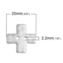 10 Hammered Silver Metal MALTESE CROSS Buttons, Sew Through Buttons for Jewelry Making, Scrapbooking, Sewing, 20x20mm, but0258