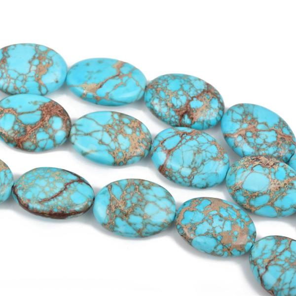 18mm Turquoise Blue VARISCITE Beads, Smooth OVAL Gemstone Beads, full strand, 22 beads per strand, gms0038