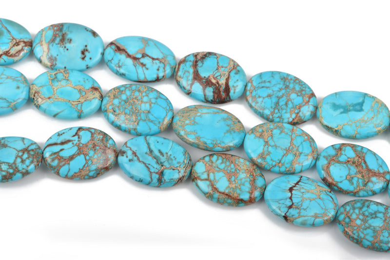 26x18mm Turquoise Blue VARISCITE Beads, Smooth OVAL Gemstone Beads, full strand, 16 beads per strand, gms0039