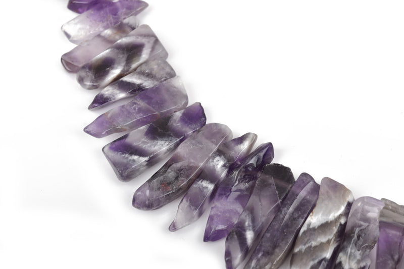 Natural DOGTOOTH AMETHYST Gemstone Stick Beads, 7/8" to 1-3/4" polished natural gemstone, purple, full strand,  about 35 beads,  gam0024